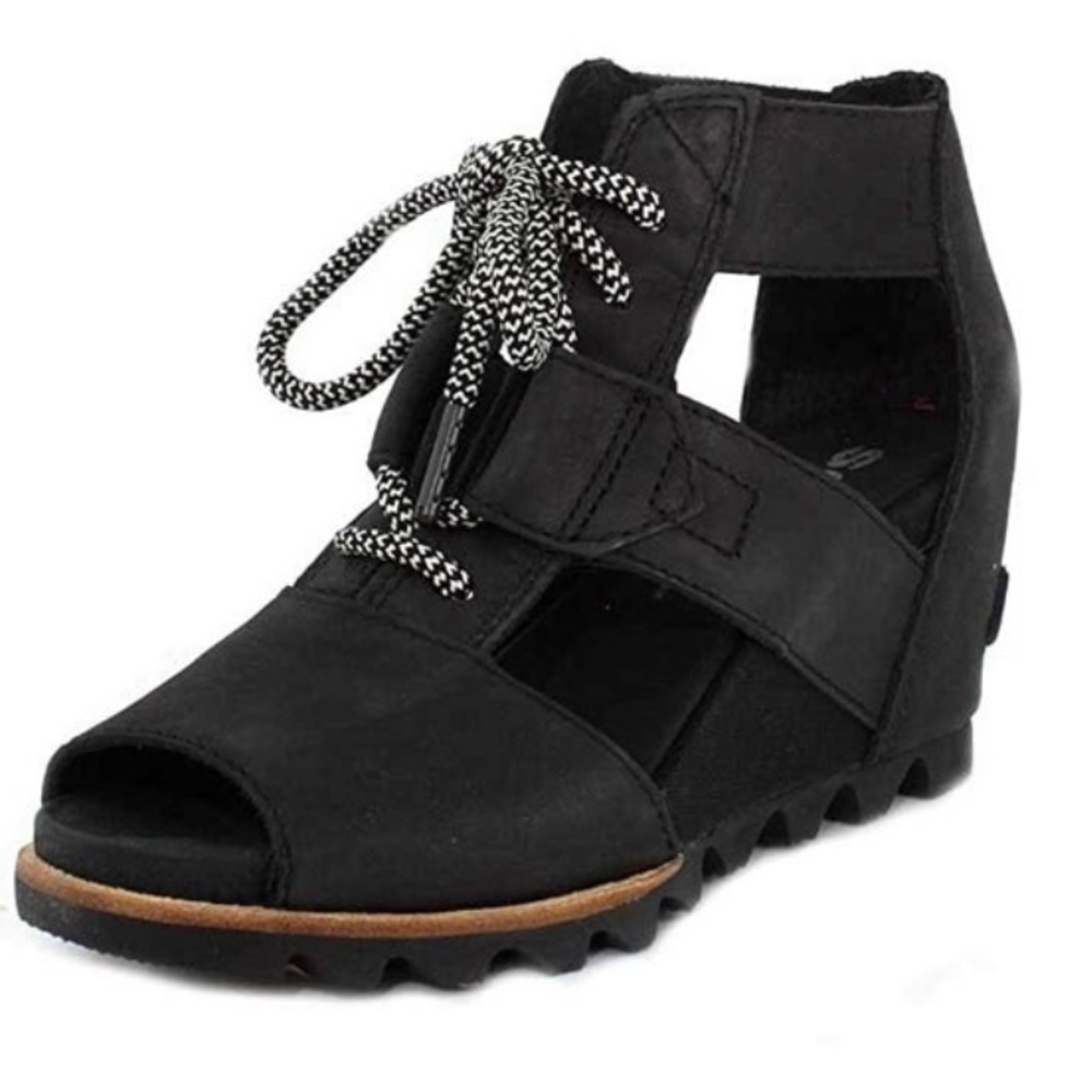 SOREL Joanie Black Lace Up Wedges